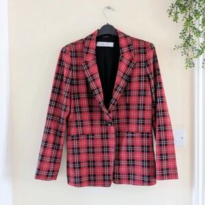 Women's Red Plaid Blazer